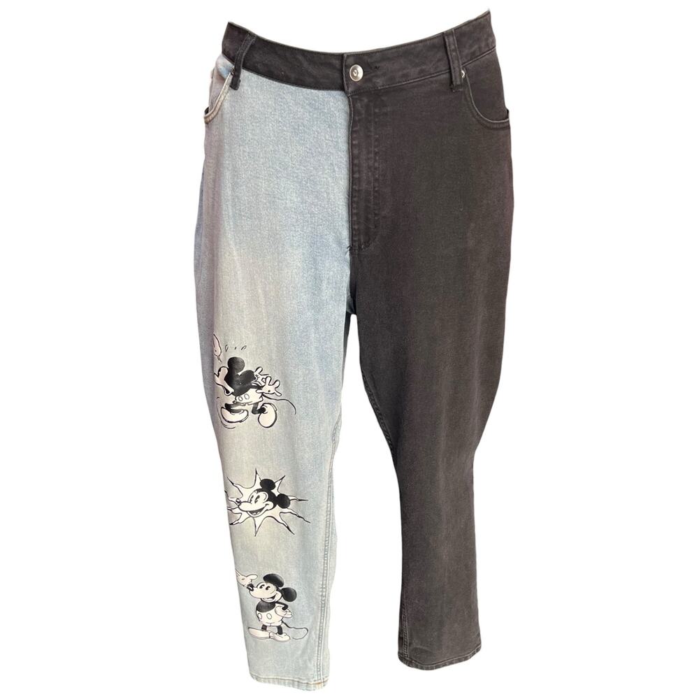 Disney Mickey Mouse Colorblock Jeans Women’s Size 22 Black Blue Denim